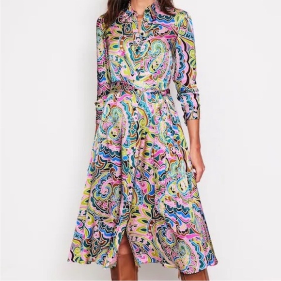 Boden Dresses & Skirts - Boden Green Kate Satin Shirt Dress US Size 14R